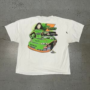 Y2K Danica Patrick Nascar Racing Tee - white and green cotton tee